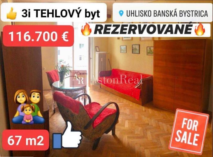 Reality REZERVOVANÉ: 3-izb. TEHLOVÝ byt 67 m2 + balkón + 2 pivnice - UHLISKO