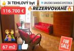 Reality REZERVOVANÉ: 3-izb. TEHLOVÝ byt 67 m2 + balkón + 2 pivnice - UHLISKO