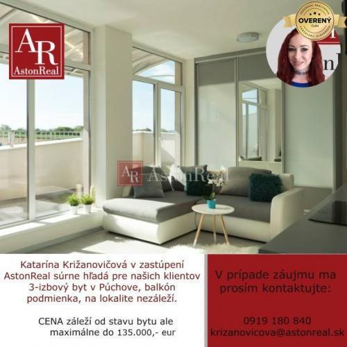 Reality Hľadám pre klienta 3-izbový byt v Púchove s balkónom