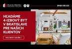 Reality AXIS REAL | Hľadáme pre našich klientov 4-izbový v Bratislave IV.