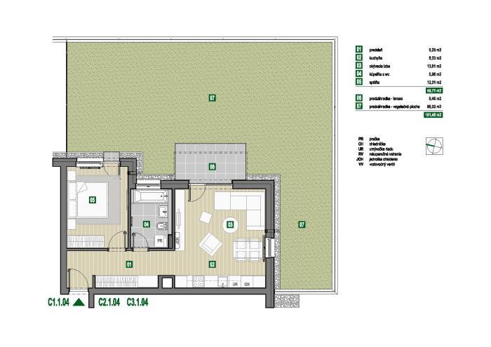 Reality PNORF – novostavba 2i byt s terasou a pozemkom, 153 m2, Limbašská ul.