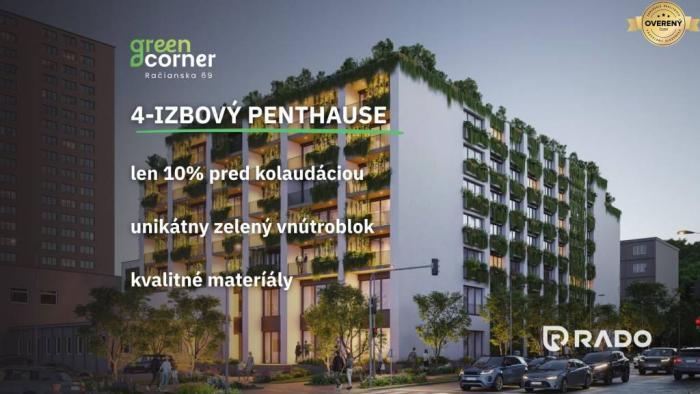 Reality RADO | 4 izbový penthouse 155m² | Greencorner | Bratislava-Nové mesto