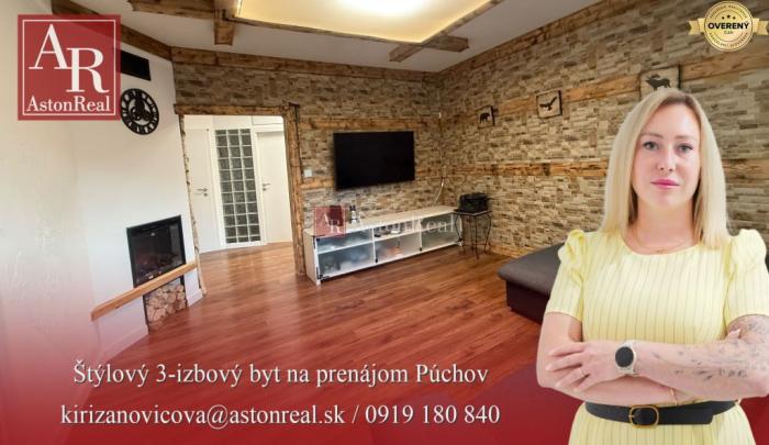 Reality NA PRENÁJOM: štýlový, zariadený 3-izbový byt s loggiou Komenského ul.