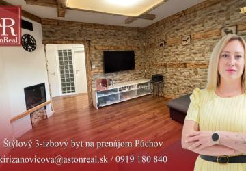 Reality NA PRENÁJOM: štýlový, zariadený 3-izbový byt s loggiou Komenského ul.