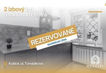 Reality REZERVOVANÉ | Priestranný 2-izbový byt – Košice, Tomášikova ul.