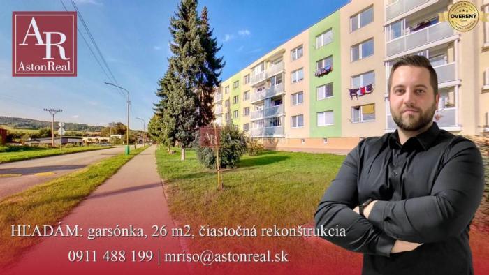 Reality HĽADÁM: garsónka, 26 m2, čiastočná rekonštrukcia, do 60.000 €, Bytča