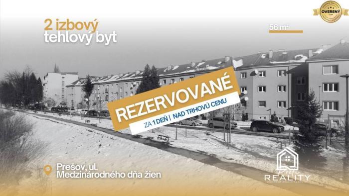 Reality REZERVOVANÝ | 2i TEHLOVÝ BYT, širšie centrum PO pri VŠ, ul. MDŽ 1