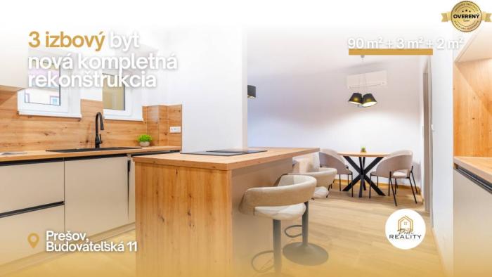 Reality PRENÁJOM | 3i tehlový BYT, 90 m², centrum PO, balkón , ZARIADENÝ