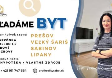 Reality Hľadáme malometrážne byty v Prešove a okolí