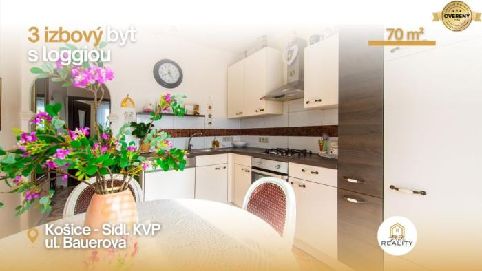 Reality Predaj | Slnečný 3-izbový byt 68 m² + loggia | Sídlisko KVP Košice