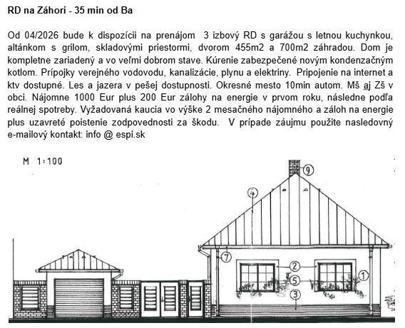 Reality RD Záhorie - Prenájom od 2026/04