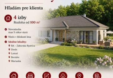 Reality REB.SK - Hladáme  4 iz. RD pre konkrétneho klienta