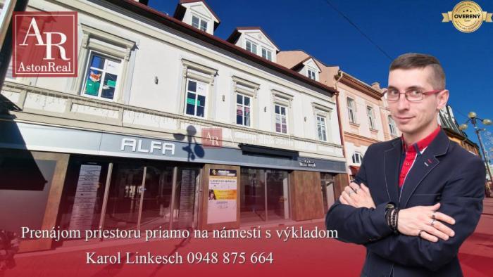 Reality Priestory na prenájom.  Námestie POPRAD s výkladom 64m²