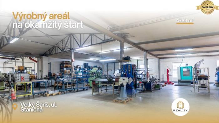 Reality VÝROBNÝ AREÁL 4763 m² na OKAMŽITÝ ŠTART | V. ŠARIŠ | R4 / D1
