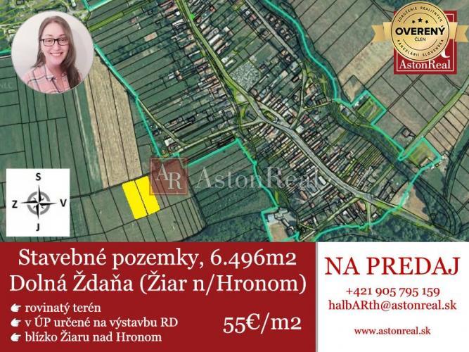 Reality IBA U NÁS! Rovinaté investičné stavebné pozemky 6.496m2, Dolná Ždaňa