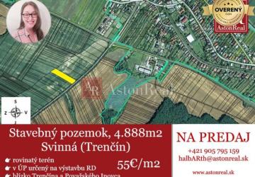 Reality IBA U NÁS! Investičný stavebný pozemok 4.888m2, Svinná, Trenčín