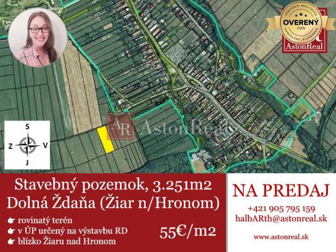 Reality IBA U NÁS! Rovinatý investičný stavebný pozemok 3.251m2, Dolná Ždaňa