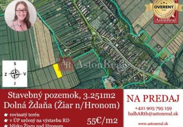 Reality IBA U NÁS! Rovinatý investičný stavebný pozemok 3.251m2, Dolná Ždaňa