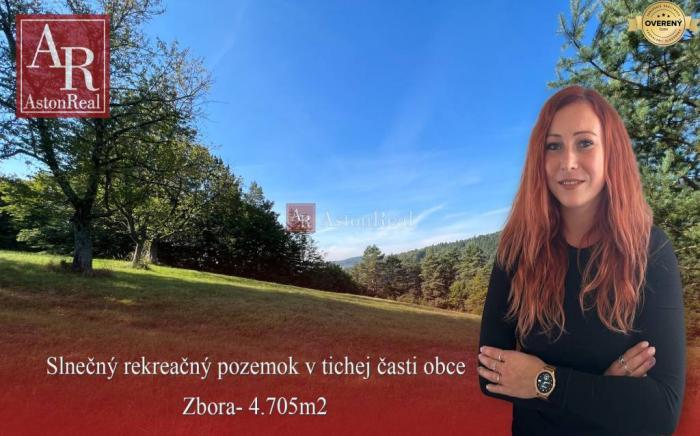 Reality Slnečný rekreačný pozemok v tichej lokalite pod lesom- Zbora 4.705m2