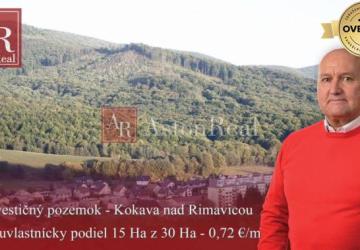Reality Investičný lesný pozemok, rozloha: 15 ha, Kokava Nad Rimavicou