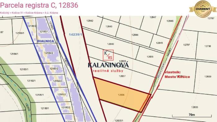 Reality Na predaj  POZEMOK – parcela reg. "C" č. 12836, KOŠICE - KRÁSNA