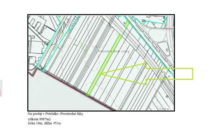 Reality Na predaj  pozemok v Bratislave - Petržalke o rozlohe 8.987m2, šírka 18m,