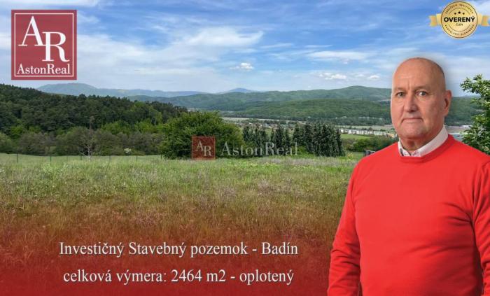 Reality Predaj: Investičný Stavebný pozemok 2464 m2, Badín, krásny výhľad