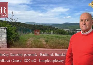 Reality Predaj: Slnečný Stavebný pozemok 1207 m2, Badín, krásny výhľad