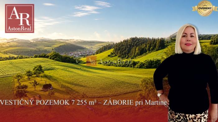 Reality Predaj ! INVESTIČNÝ POZEMOK 7 255 m² – ZÁBORIE pri Martine