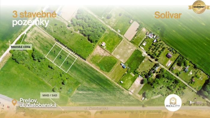 Reality PREDAJ | 3 POZEMKY pre RD, Prešov, Solivar