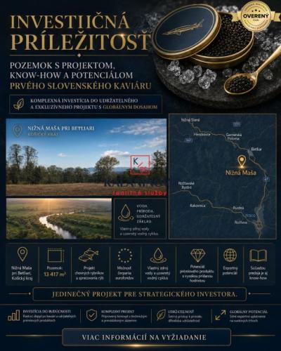 Reality Investičný pozemok +projekt s potenciálom prvého slovenského kaviáru